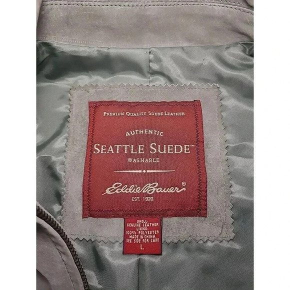 Eddie Bauer Seattle Suede Womens Jacket Gray Size L Western With Pockets - Picture 4 of 4